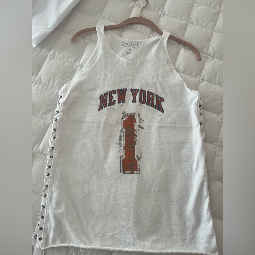 RACHEL Rachel Roy White Tank Top with New York Graphic